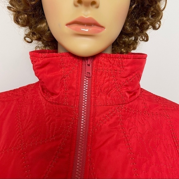 Coldwater Creek Grannycore Sweater Jacket – Quilted Front – Zip Up – Red – Size - Picture 3 of 16